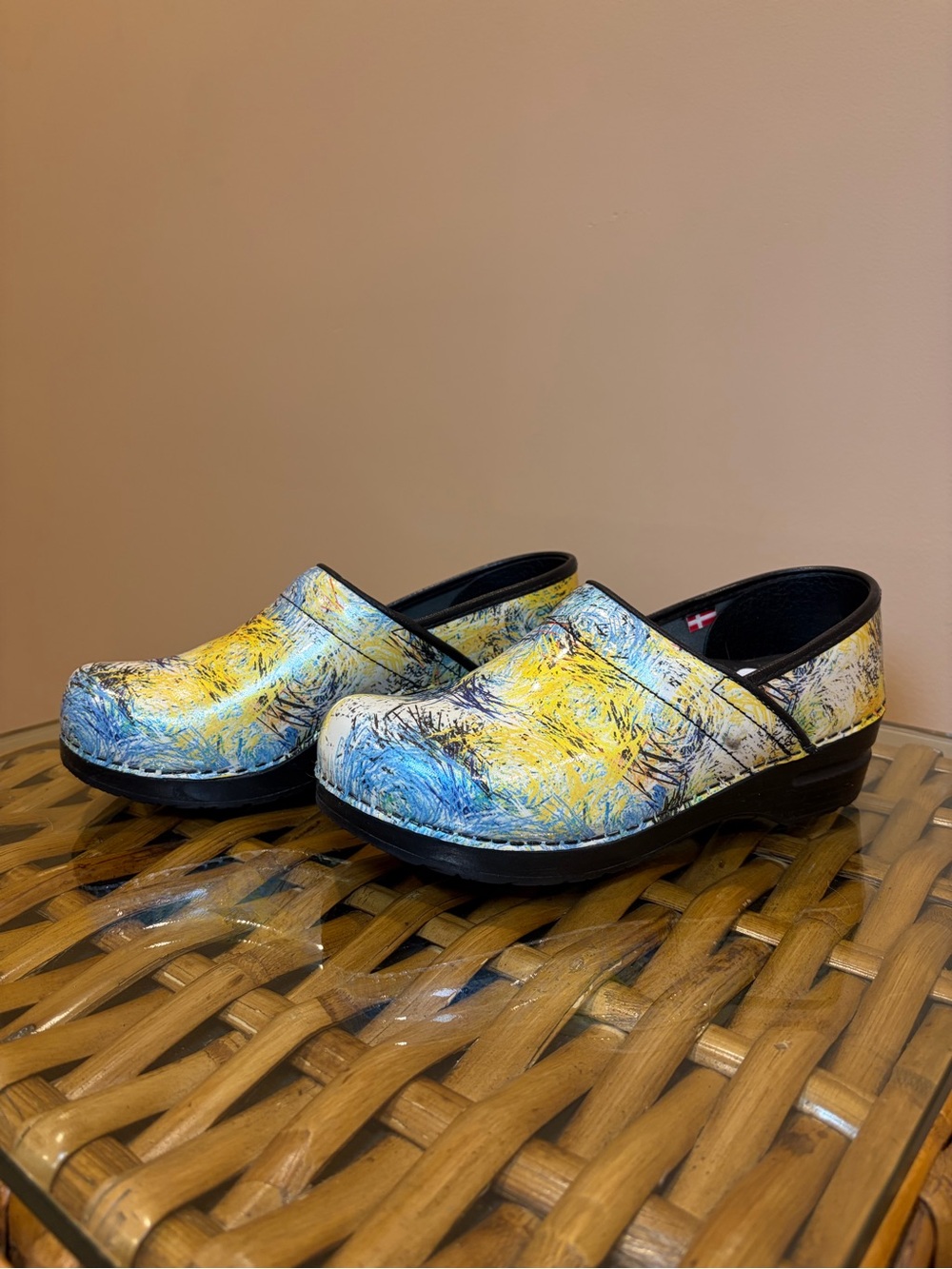 Sanita Professional Clogs Abstract Print / Leather Slip Resistant Nursing Shoes